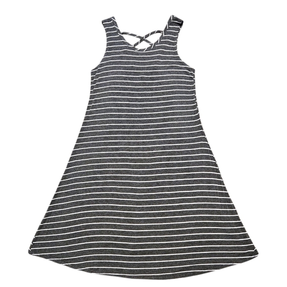 Striped Knit Tank Dress Sz S Criss Cross Back Granola Girl Normcore USA Y2K - Picture 6 of 12